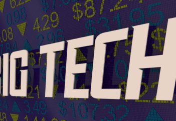 Big Tech in block letters on stock market board